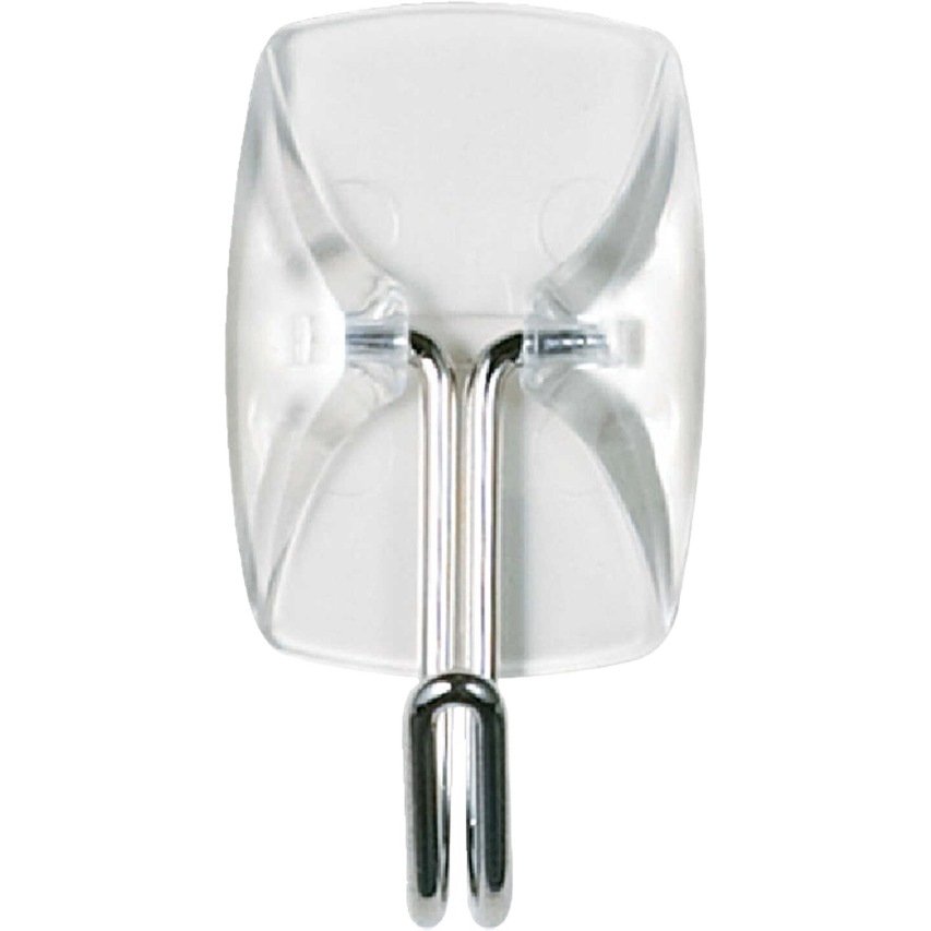 Small clear adhesive wire hook with metal wire for damage-free hanging in home improvement projects
