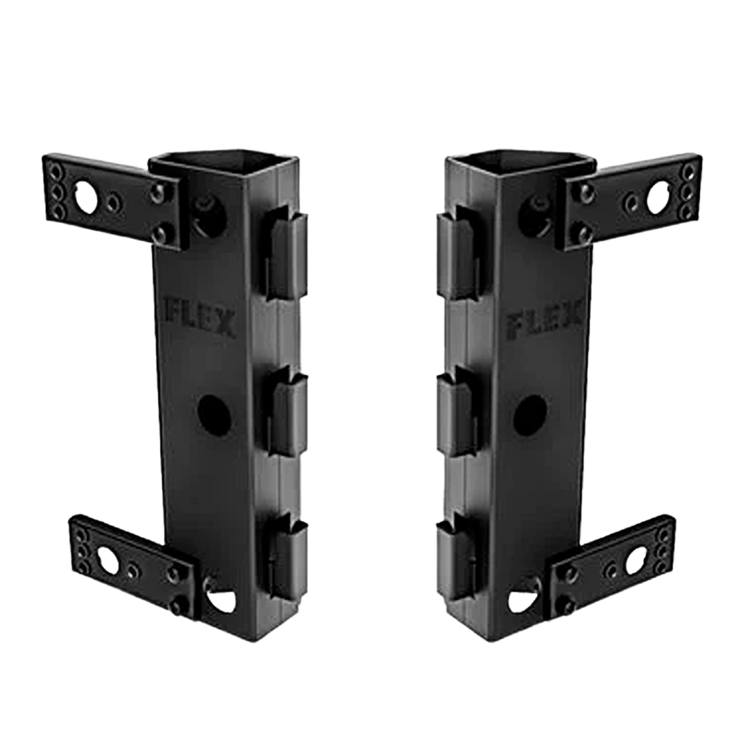 Pair of black durable tool box mounts designed for STACK PACK™ rolling storage and workshop organization systems