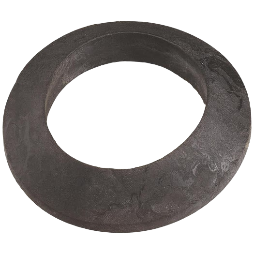 Round black rubber gasket designed for sealing toilet tank to bowl connections in home improvement projects
