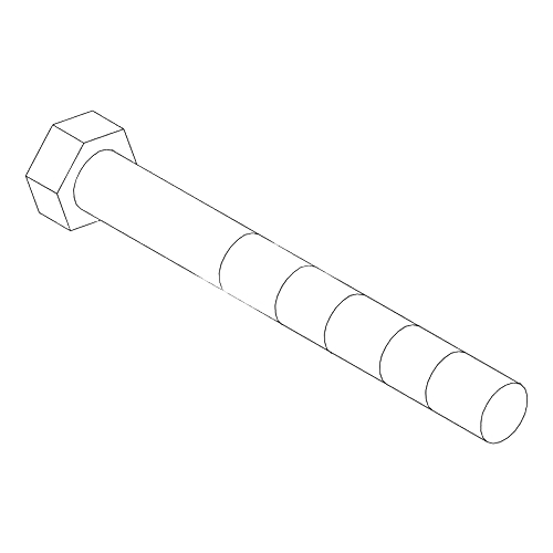 Line drawing of a hexagonal head screw with threaded shaft for tools and home improvement use