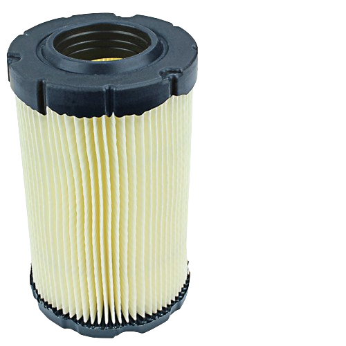Cylindrical pleated air filter with black plastic end caps for John Deere parts and lubricants collection