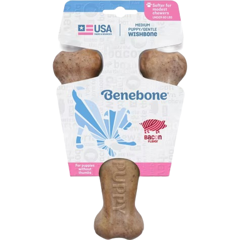Medium-sized nylon dog chew shaped like a wishbone with bacon flavor in pet supplies under $50 collection