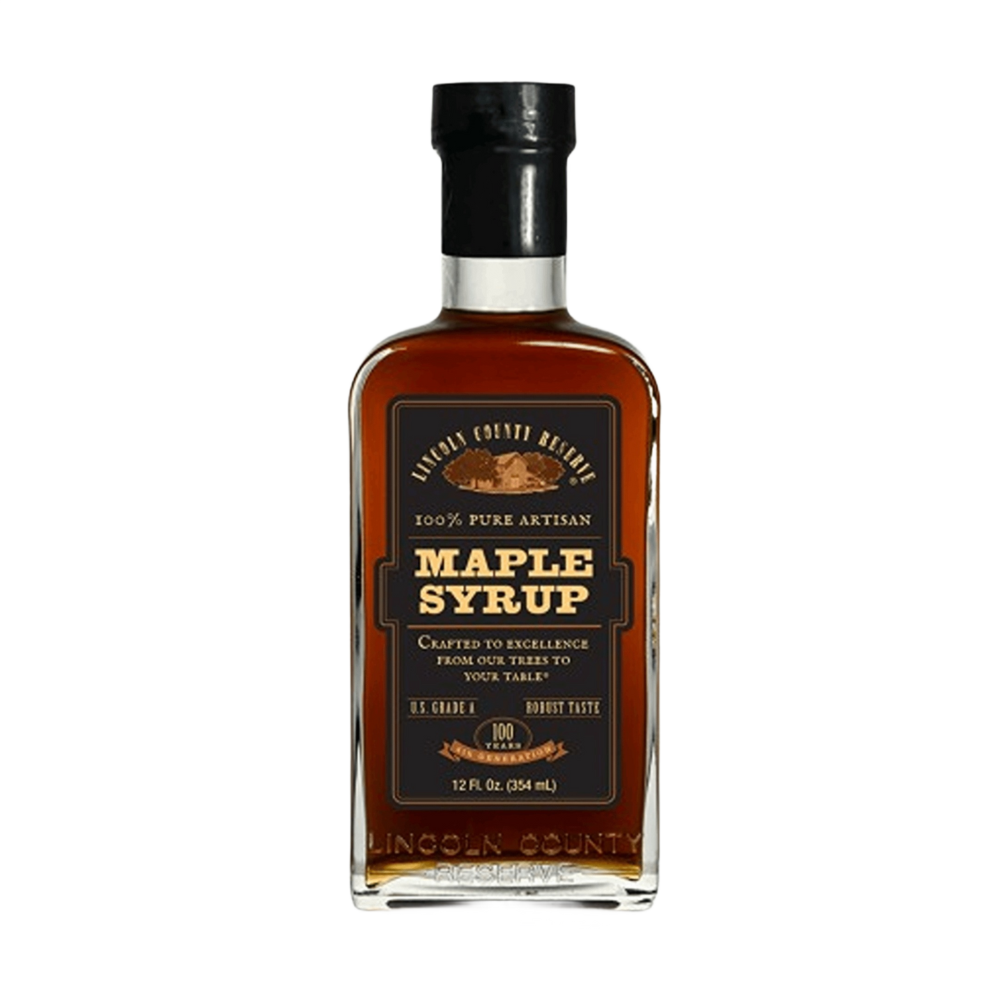 12 oz artisan maple syrup bottle with black label, part of Food & Beverage and Condiments collections under $50