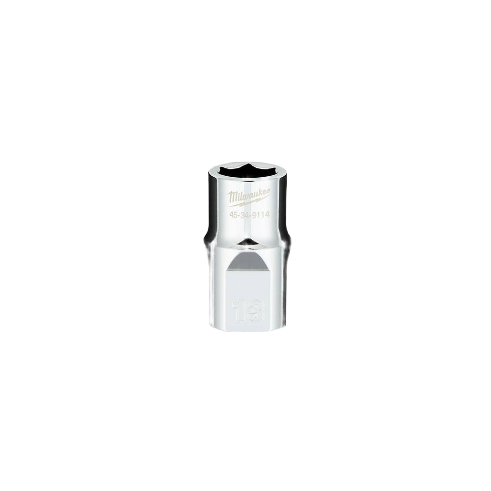 Chrome finish 13mm standard socket with four flat sides for tools and home improvement use