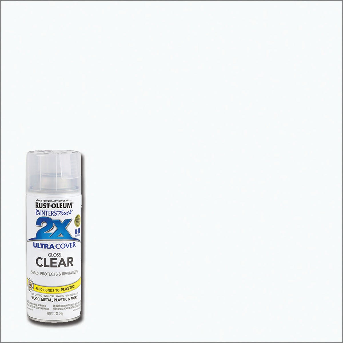 Clear gloss finish spray paint and primer can for wood, metal, plastic in Spray Paint and Home Improvement collections