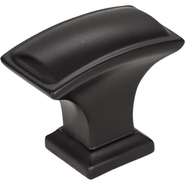 Matte black rectangular pillow knob for cabinets in hardware and furniture accessory collections under $50
