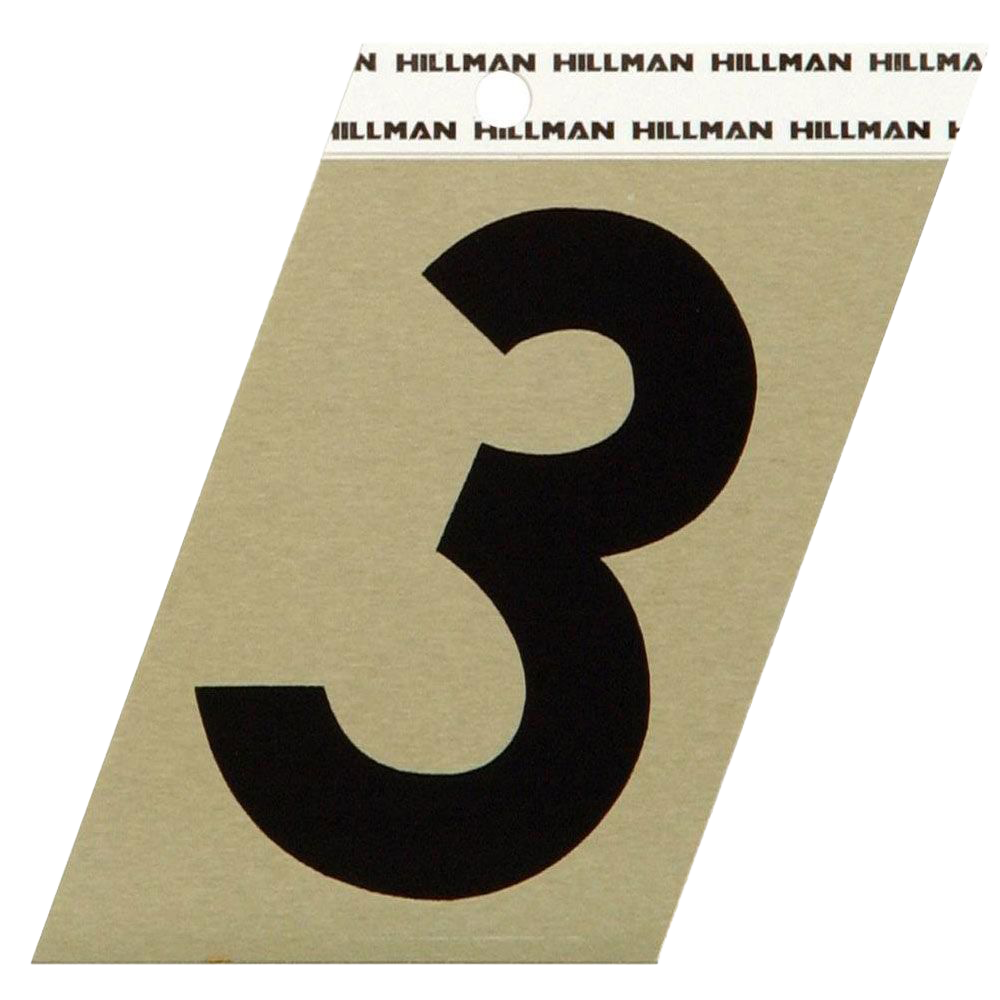 Hillman 3-In. Adhesive Black & Gold Aluminum House Number 3