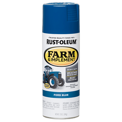 Rust-Oleum Farm & Implement spray paint can in Ford Blue for home improvement and paint supplies under $50 collections