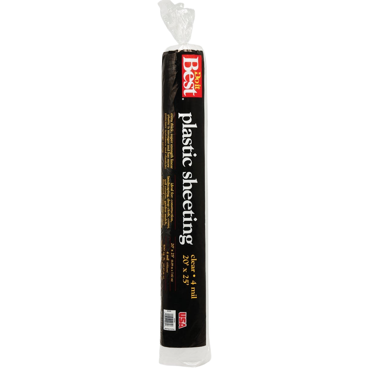 Clear plastic sheeting roll for home improvement and protective covering in a 20 by 25-foot size