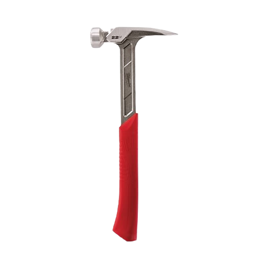 22-ounce milled face framing hammer with red ergonomic handle for home improvement and woodworking tasks