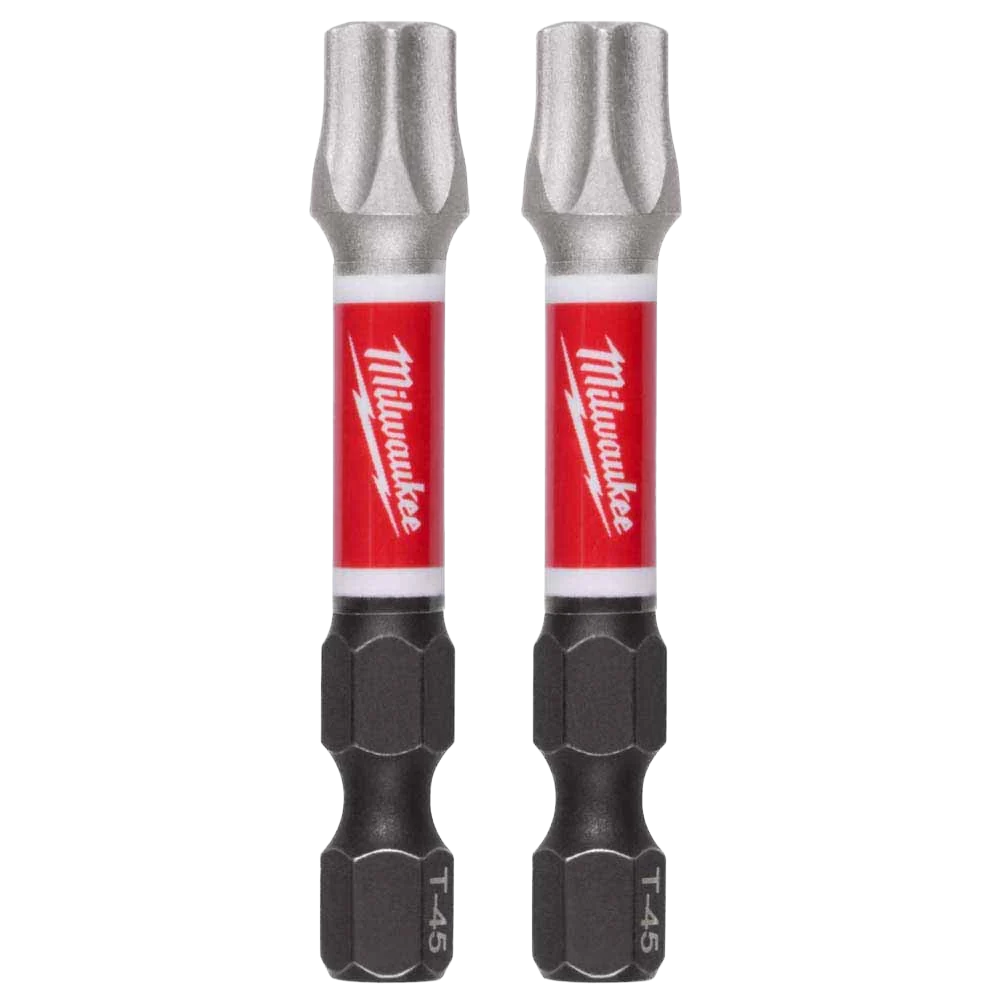 Pair of 2-inch T45 impact driver bits with shock-absorbing shanks for power tool accessories under $50