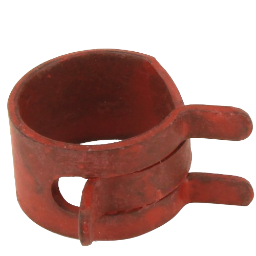 Rust-colored metal hose clip designed for durable machinery connections in John Deere parts and accessories collections