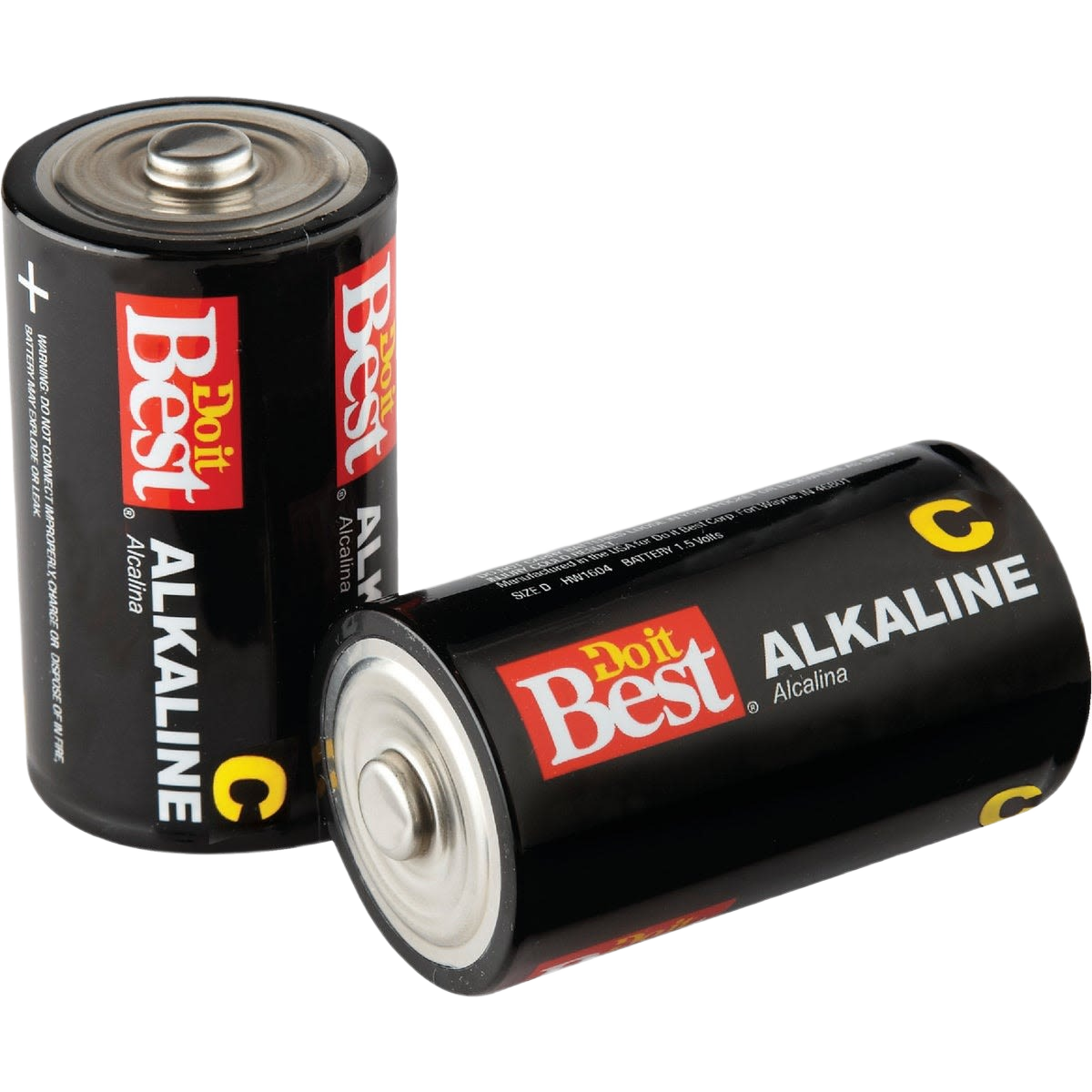Two black alkaline C batteries with red and white Do it Best branding for household and electrical use under $50