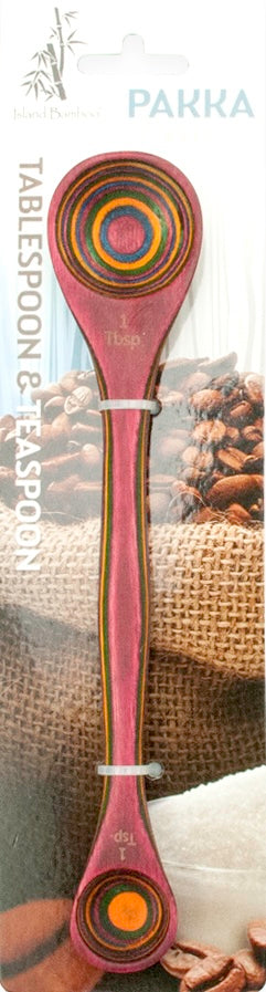 Double-ended bamboo measuring spoon with rainbow wood design for kitchen utensils and cooking tools collections under $50