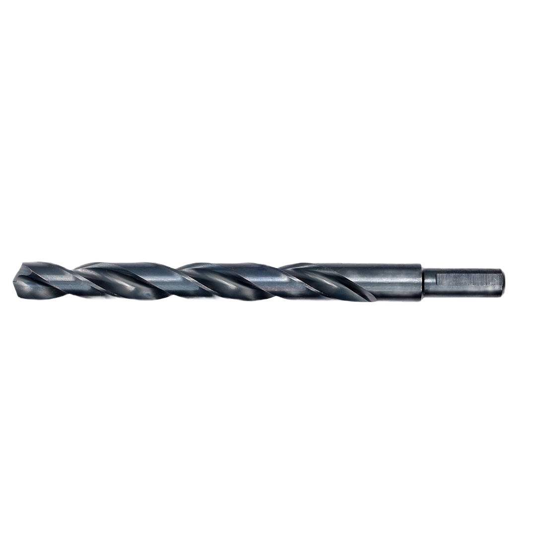 Black oxide drill bit with thick core design for durability, part of Milwaukee tool accessories and power tool collections.
