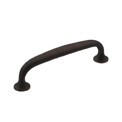 Oil-rubbed bronze cabinet pull with 3-3/4 inch center-to-center spacing for hardware and furniture accessories.