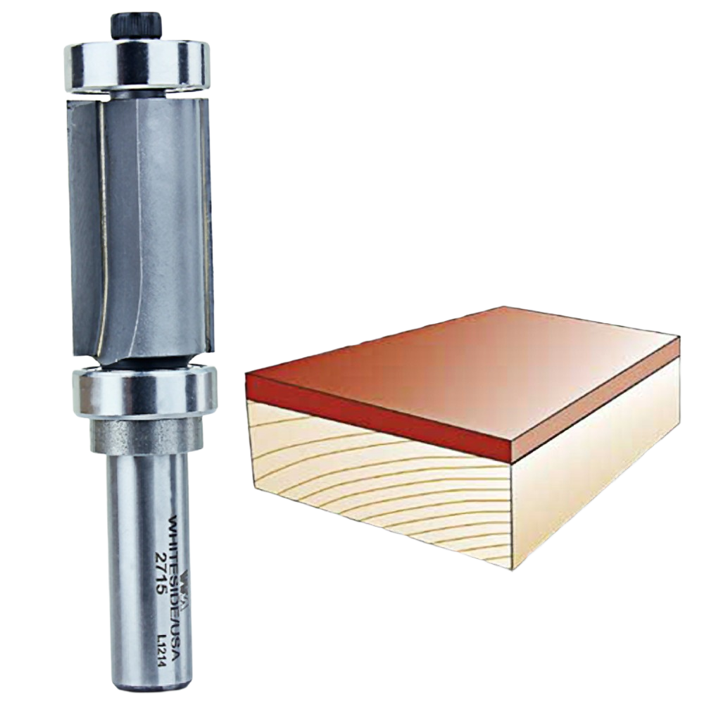 Combination flush trim router bit with dual bearings for precise woodworking and laminate trimming in tool accessories collection