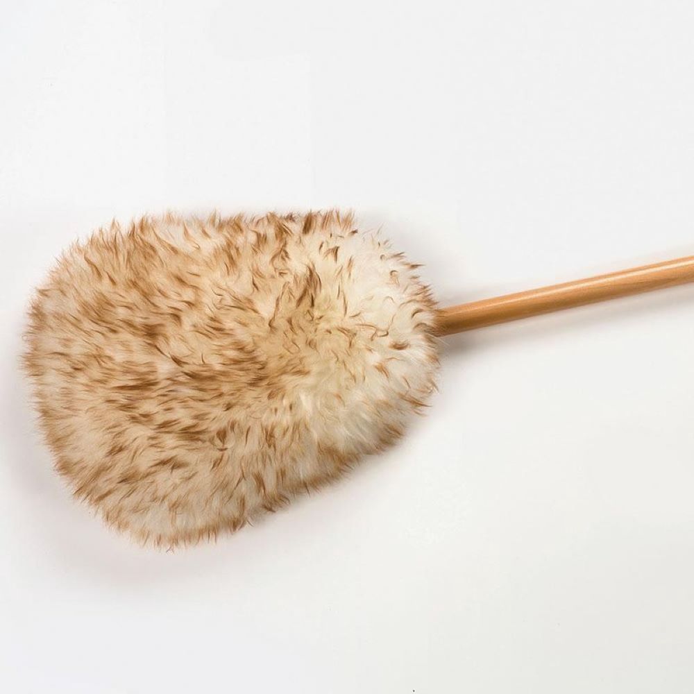 Natural lamb’s wool wedge mop with wooden handle for cleaning tools in affordable home improvement collections