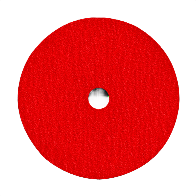 Red 7-inch abrasive fiber disc with center hole for power tool sanding and grinding accessories collection