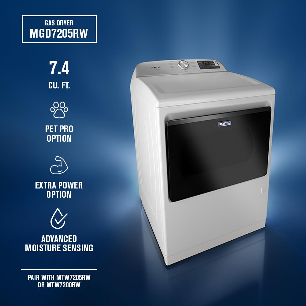 7.4 Cu. Ft. Pet Pro Top Load Gas Dryer with Extra Power and Sanitize Cycle