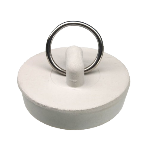 White rubber drain stopper with metal ring handle for sink repair from plumbing parts and repair collection