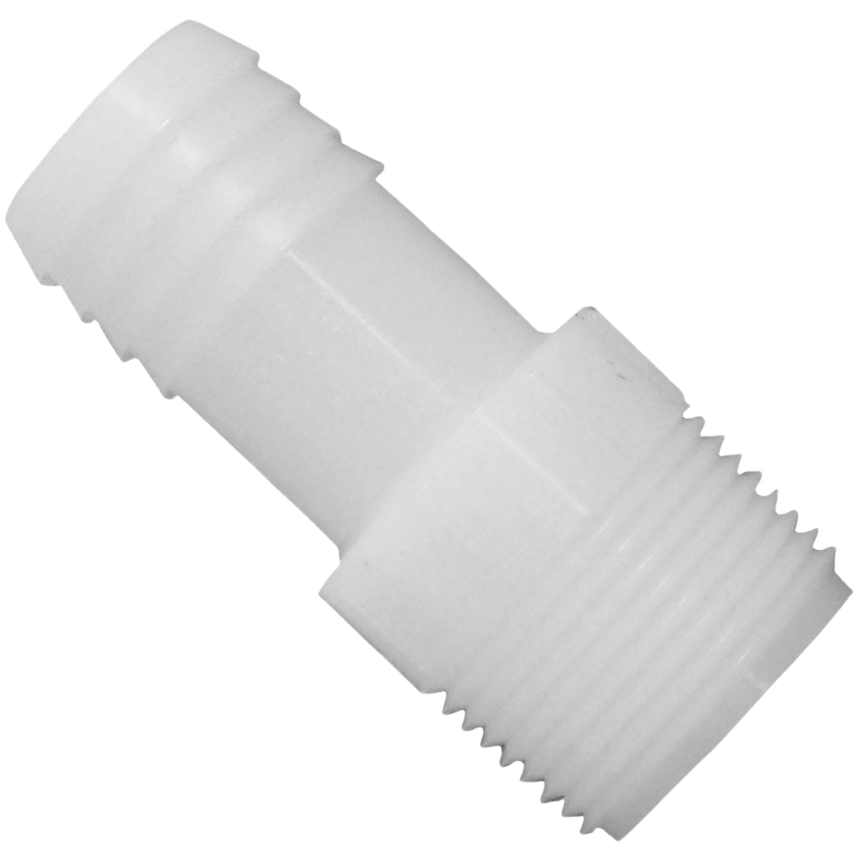 White nylon insert coupling with 1-inch barbed and threaded ends for plumbing and pipes & fittings collections