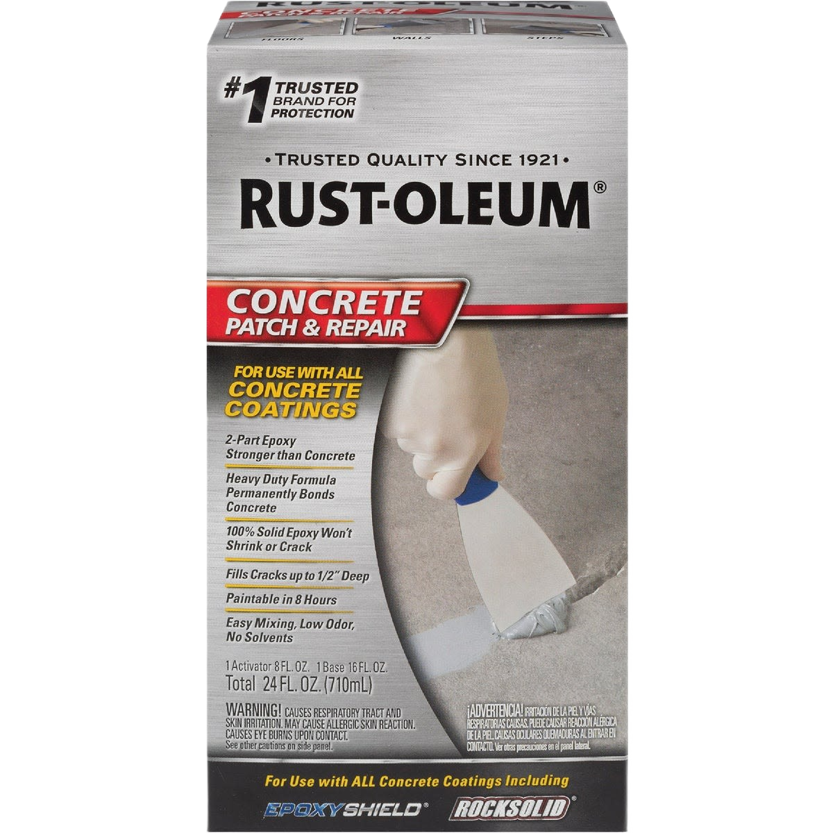 Rust-Oleum concrete patch kit with two-part epoxy for durable repair in sand paper and patching collections under 50