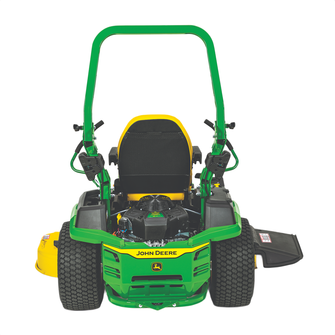 Rear view of green and yellow ZTrak mower with 54-inch deck designed for efficient lawn care and home improvement tasks