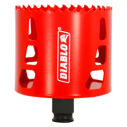 Red metal 3-inch hole saw with sharp teeth and Snap-Lock mandrel for woodworking tools under $50 collection