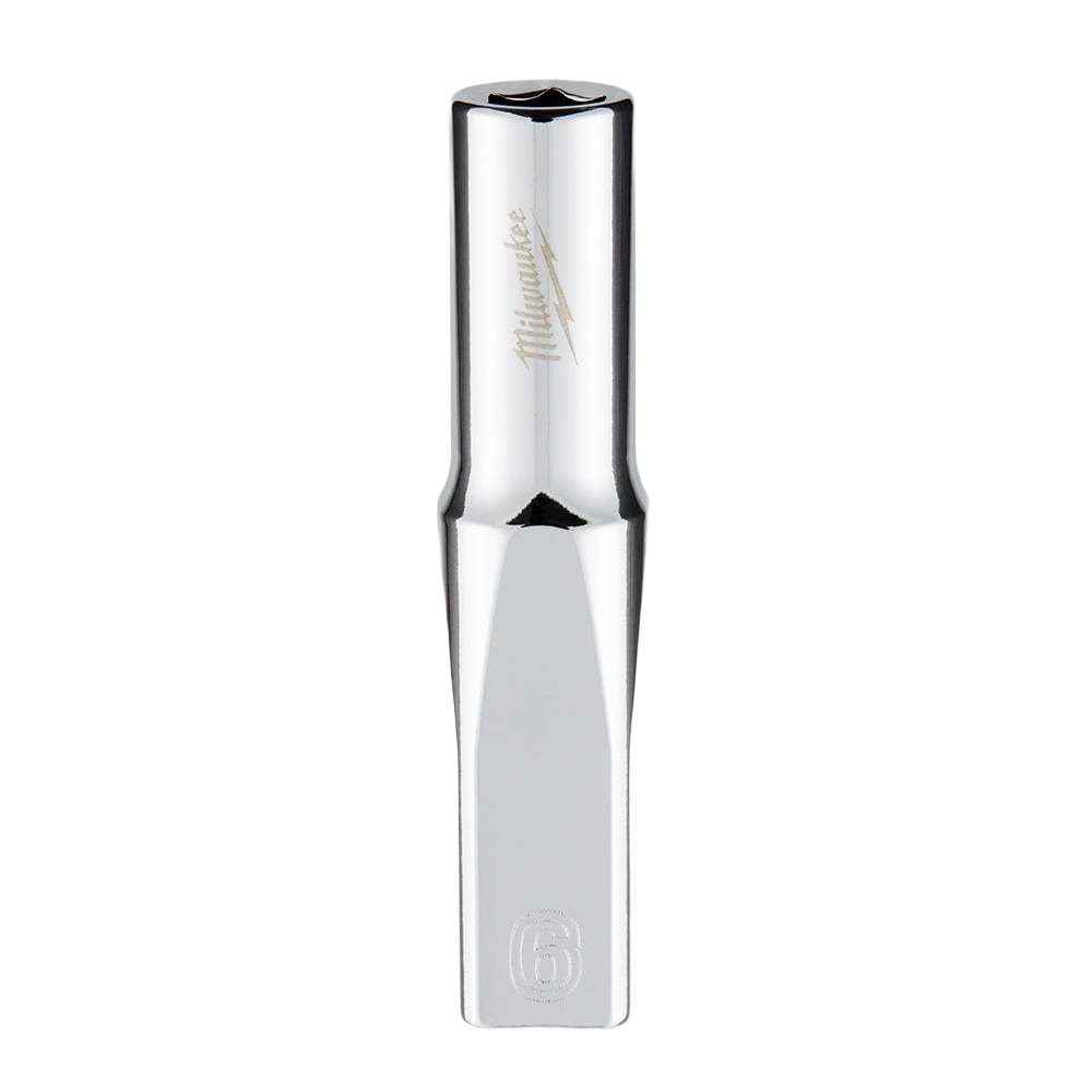 Polished 6-mm deep socket with four flat sides and 1/4" drive for woodworking and hand tool use