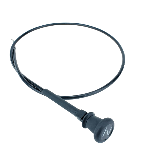 Black choke cable with round grip handle designed for outdoor tools and home improvement use