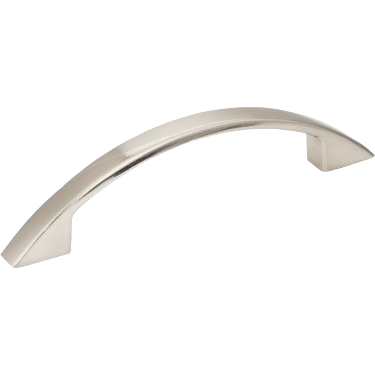 Curved satin nickel cabinet pull with sleek modern design for home improvement and hardware projects