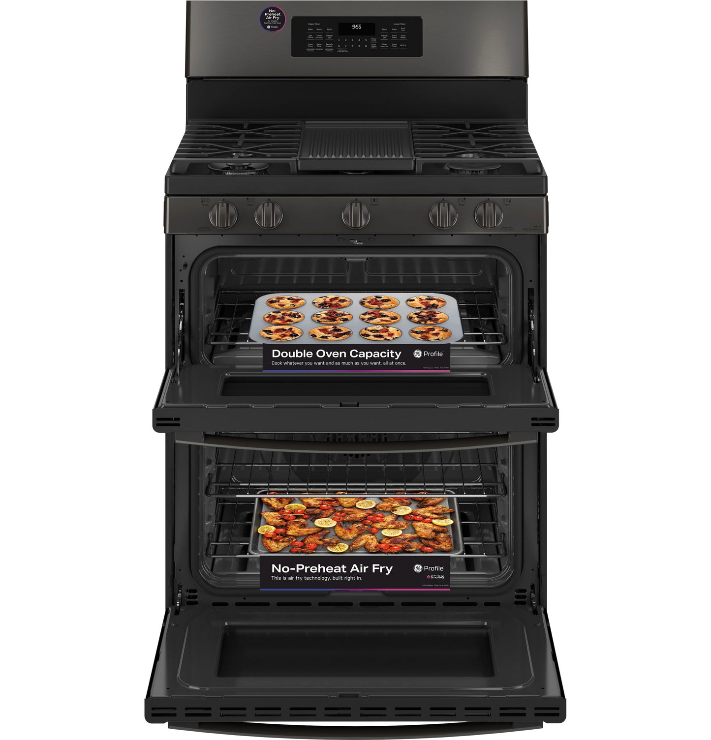 GE Profile™ 30" Free-Standing Gas Double Oven Convection Range with No Preheat Air Fry