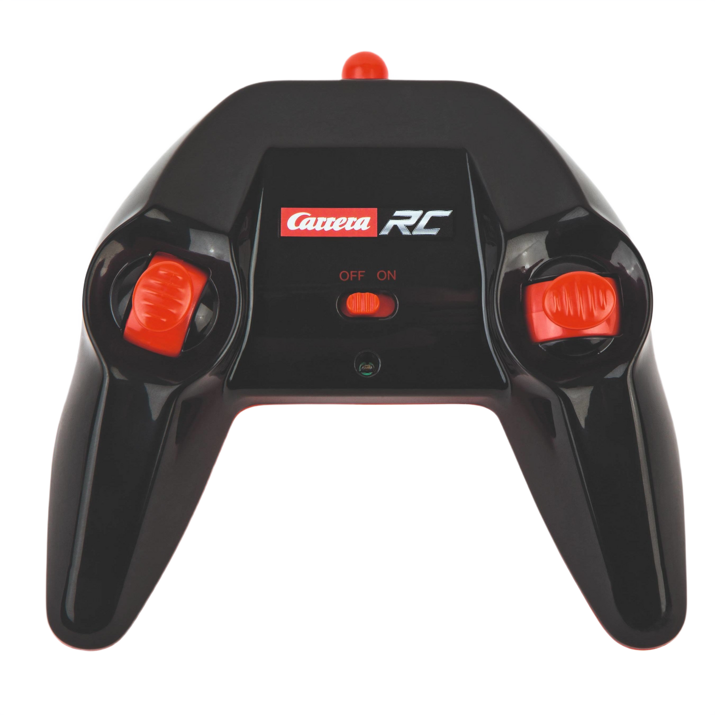 Black and red Carrera RC remote control with joystick and switch for operating RC vehicles like quad bikes and cars