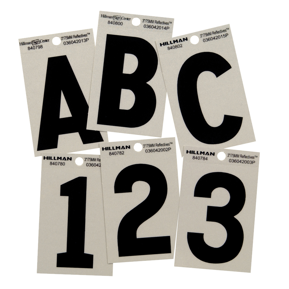 Hillman Adhesive Letter A Black and Silver Reflective, 2-Pack