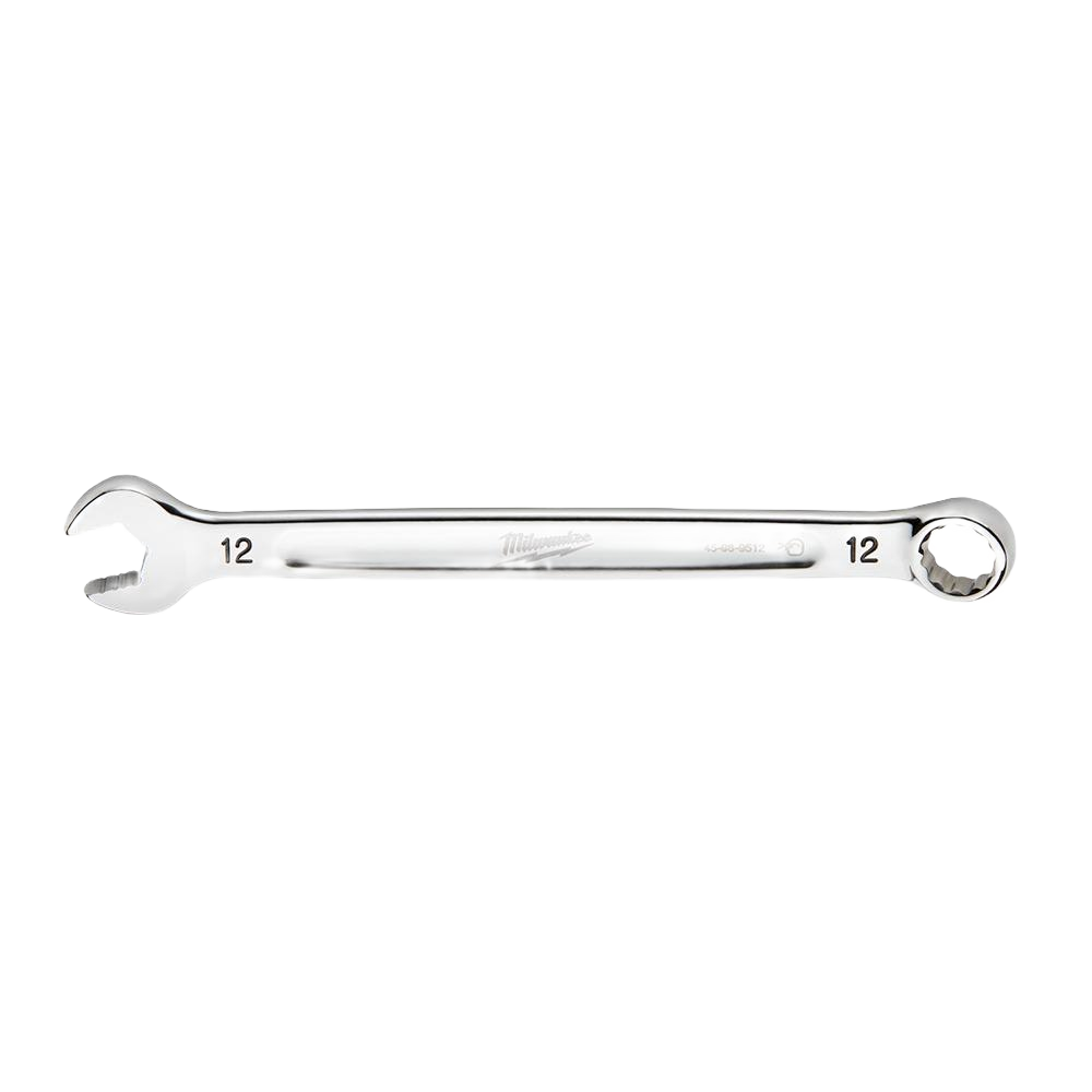 Polished steel 12-mm combination wrench for precise fastening in tools and home improvement projects