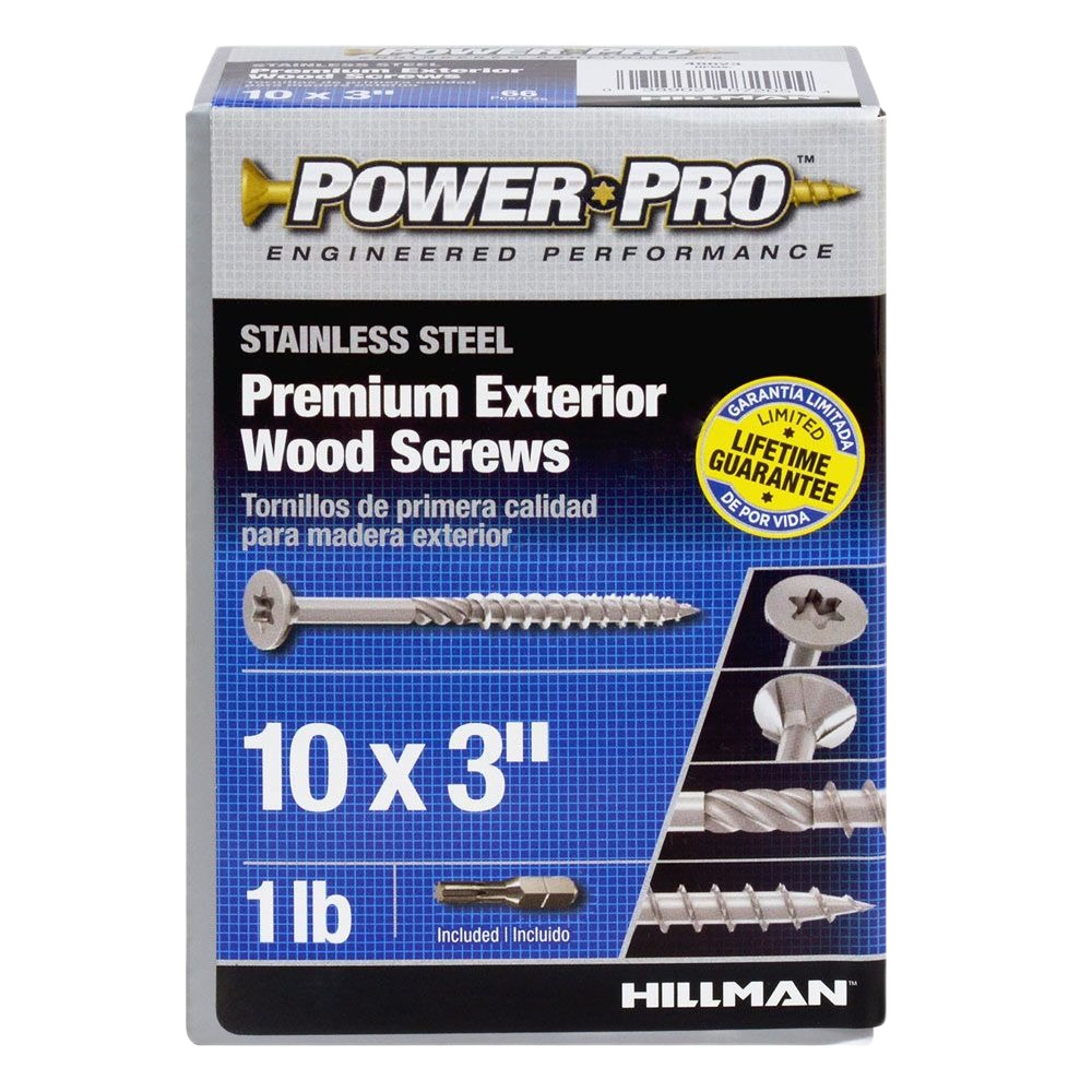 Box of stainless steel exterior wood screws 10 x 3 inches with lifetime guarantee for hardware and home improvement collections