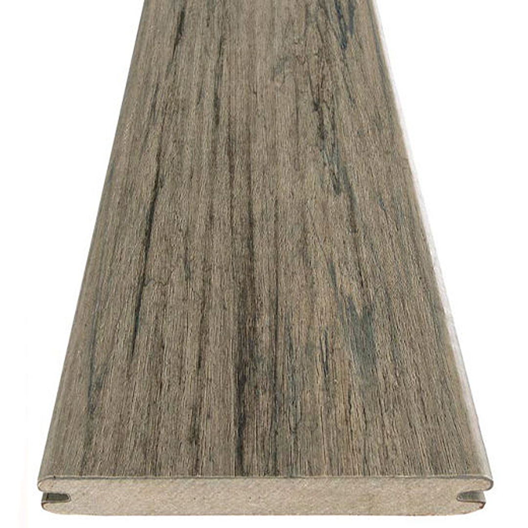 Composite riser board with realistic ashwood finish designed for durable home improvement decking projects