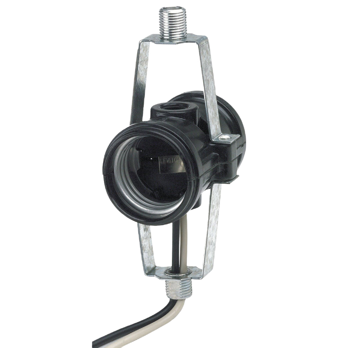 Black keyless 2-light lamp socket with metal support bracket for electrical and lighting home improvement projects under $50 collections