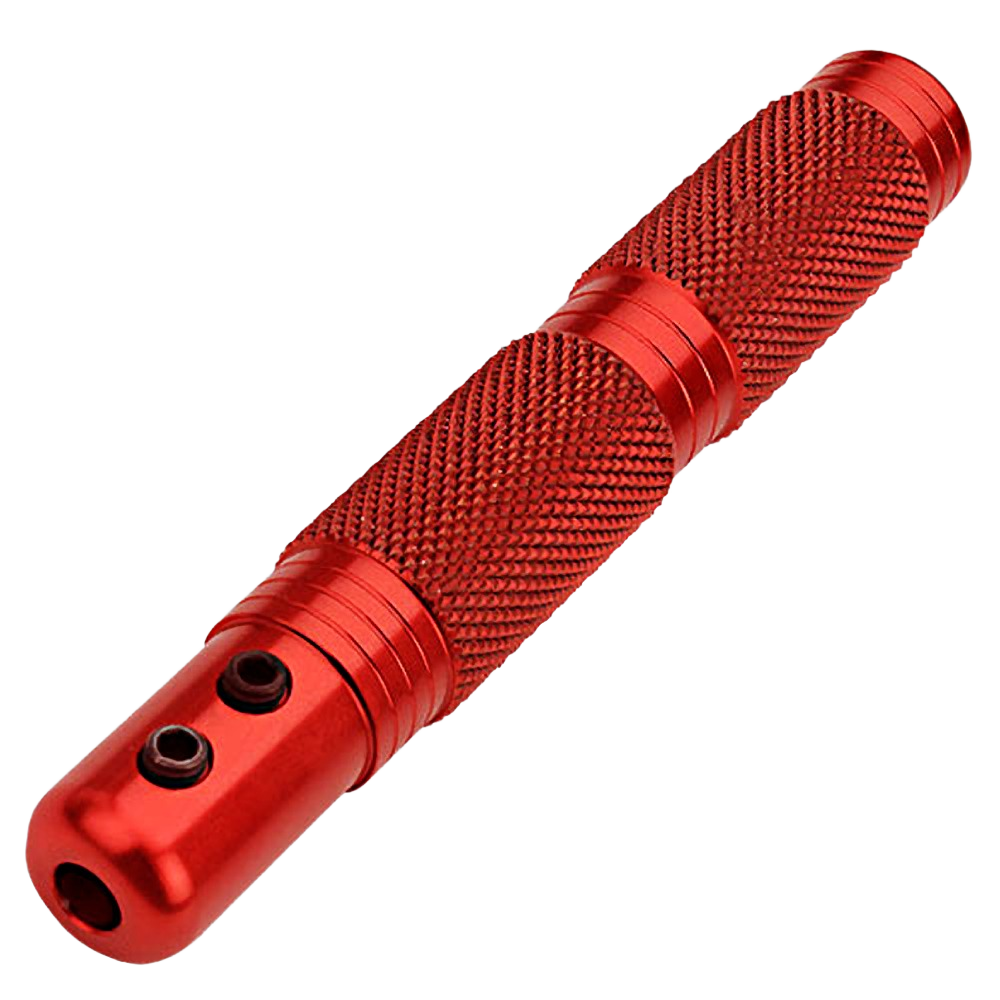 Red anodized aluminum standard handle with textured grip for modular woodworking tools in Robert Sorby collection