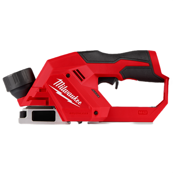 Compact red and black cordless brushless planer designed for precision woodworking and home improvement tasks