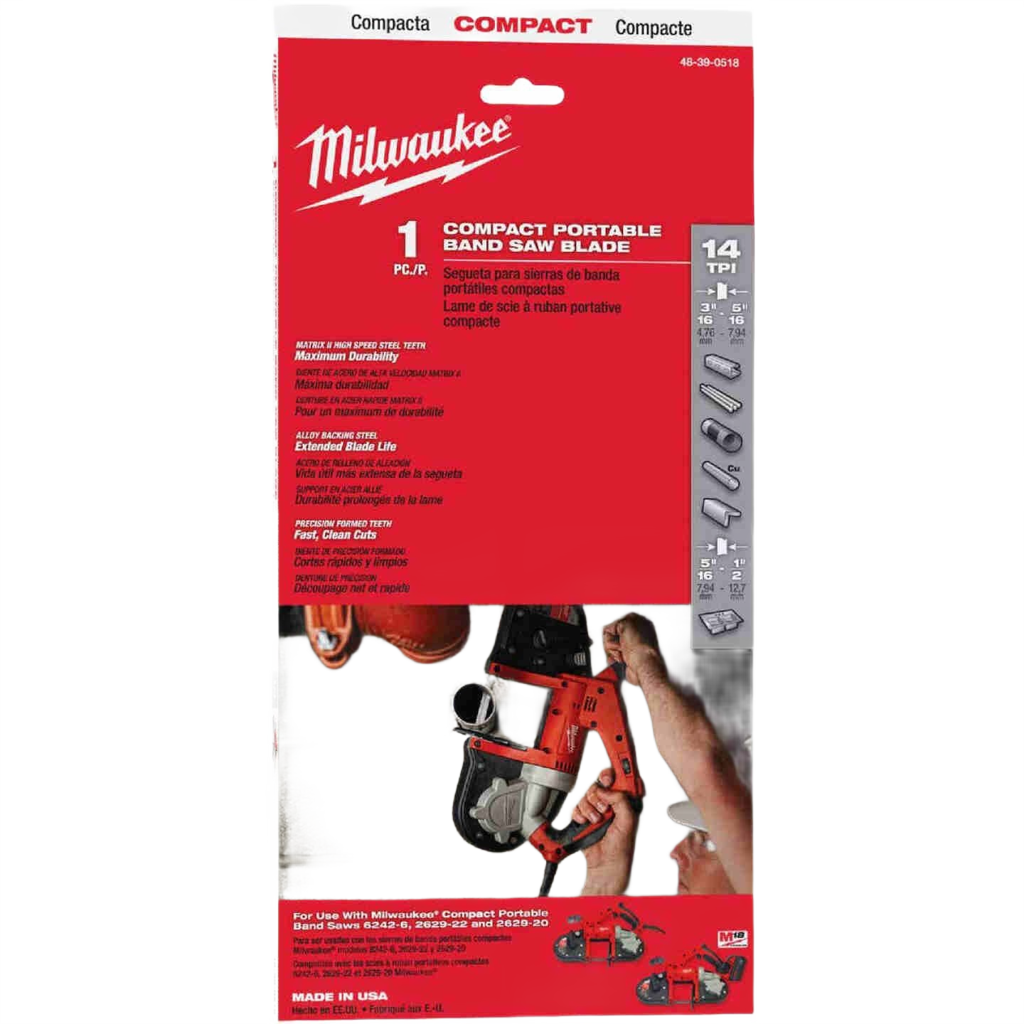 Compact 14 TPI portable band saw blade designed for efficient cutting in tools and home improvement projects