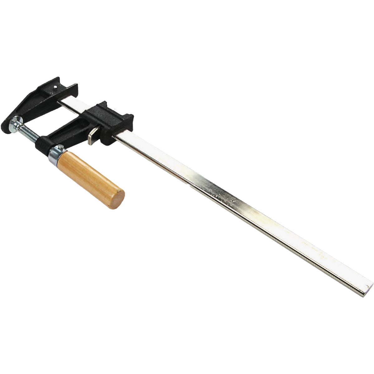F-style bar clamp with metal bar and wooden handle for woodworking and home improvement projects
