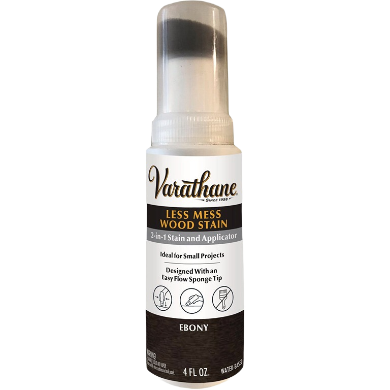 Rust-Oleum Varathane Ebony wood stain with applicator sponge tip for home improvement and small projects
