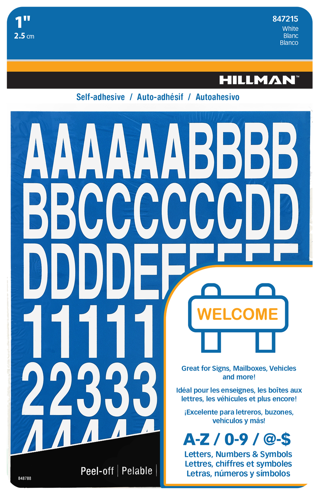 Hillman 1" Adhesive House Letter and Number Pack White, 2-Pack