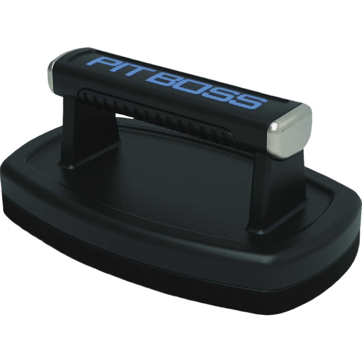 Black griddle cleaning brush with ergonomic handle designed for grill maintenance in outdoor living collections