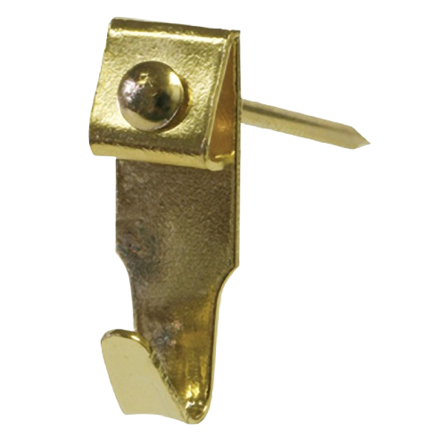 Brass picture hanger with nail for secure wall decor mounting in home improvement and hardware collections under $50