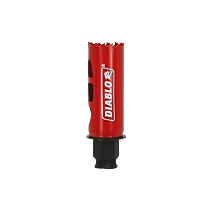 Red Diablo hole saw with Snap-Lock Plus mandrel system for efficient cutting in woodworking and home improvement tools under $50