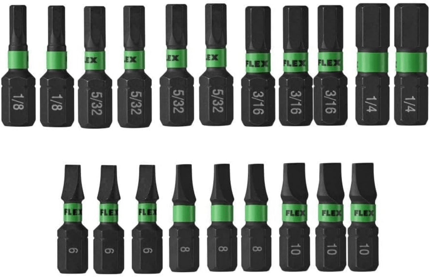 FLEX Impacks 20-Pc. 1" Mixed Allen & Slotted Impact Driver Bits