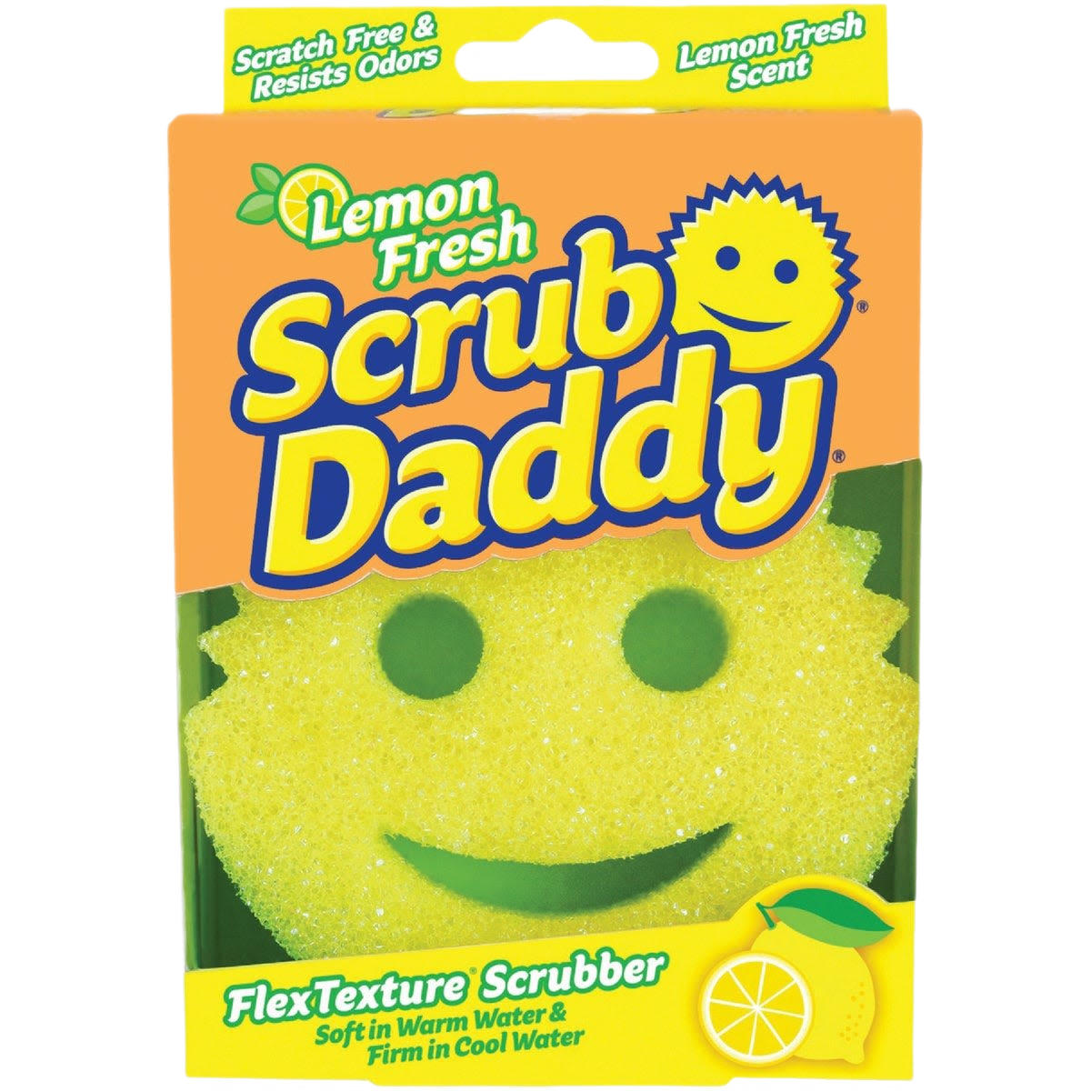 Yellow smiley face flexible scrubber with lemon scent for cleaning tools and home improvement under $50 collection